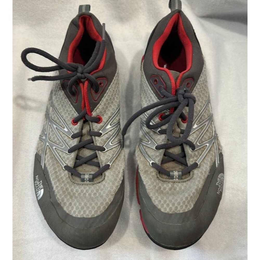 The North Face Ultra Kilowatt Trail Men Size 9.5 Gray Red Sneaker Vibram Running